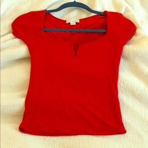 Red ribbed crop top